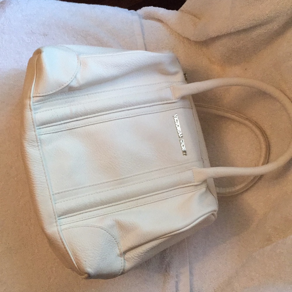 Victoria’s Secret white faux leather 10x8x4”